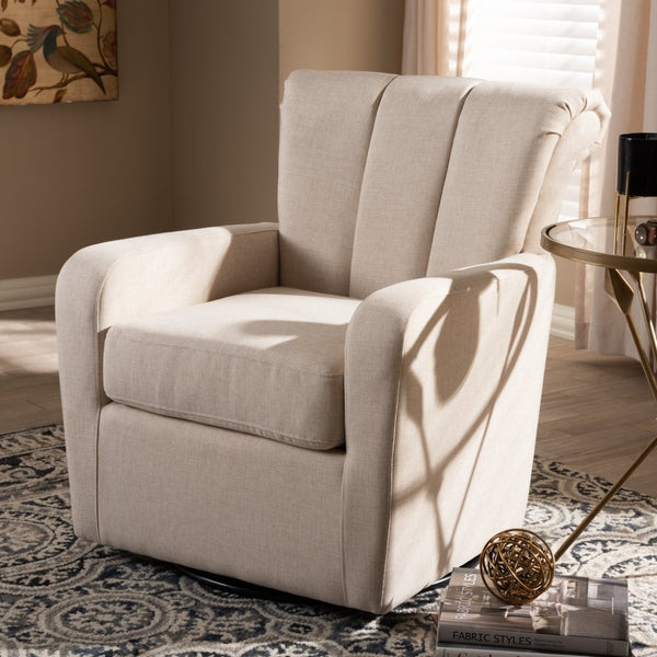 Baxton Studio Baxton Studio Rayner Beige Upholstered Swivel Chair – Modern Comfort with 360° Movement & Tufted Design TSF7715-Beige-CC