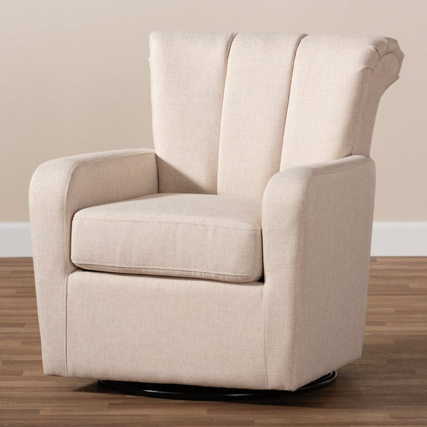 Baxton Studio Baxton Studio Rayner Beige Upholstered Swivel Chair – Modern Comfort with 360° Movement & Tufted Design TSF7715-Beige-CC