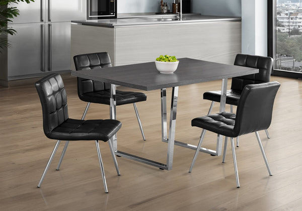 English Elm Dining Table, 60" Rectangular Grey Laminate With Chrome Legs - Modern Centerpiece For Any Space B2710P286990