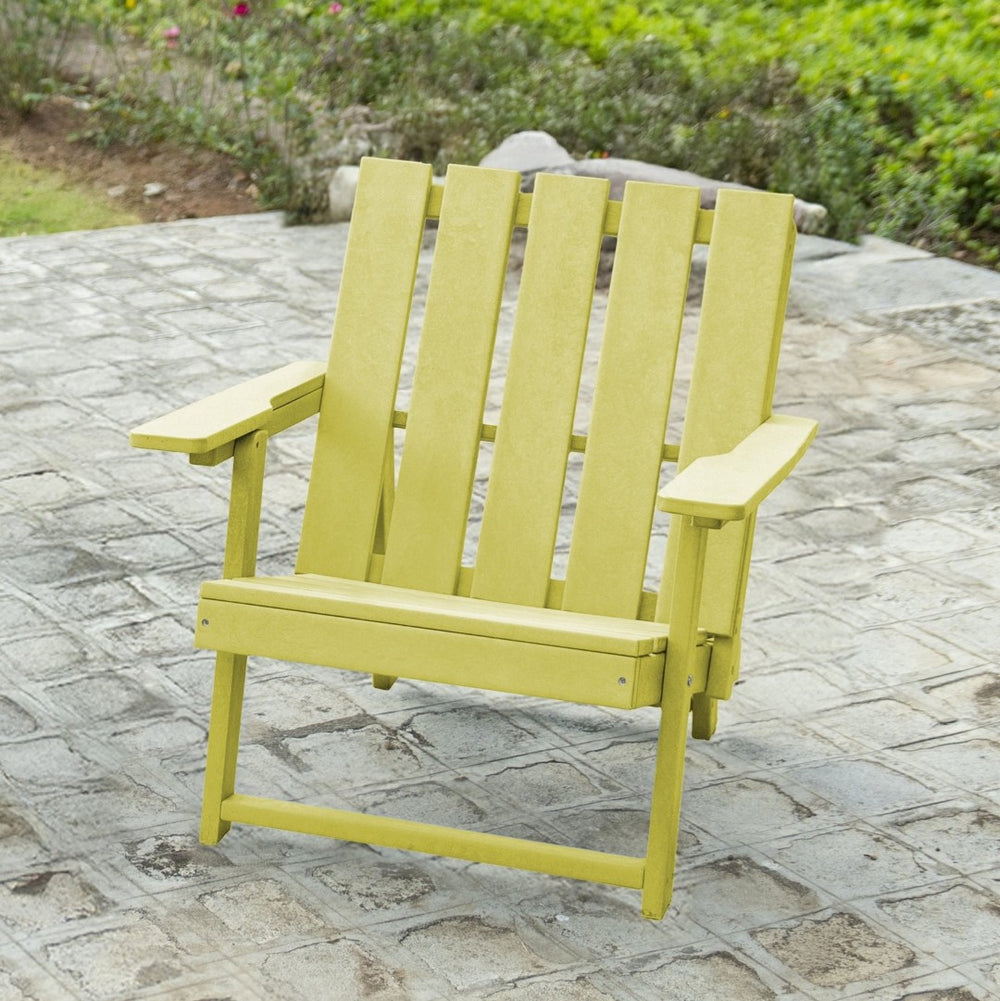 English Elm Shoreline Recycled Hdpe Folding Adirondack Chair Fully Assembled Modern Patio Seating Yellow B2745P409680