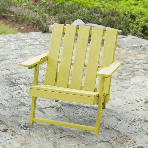 English Elm Shoreline Recycled Hdpe Folding Adirondack Chair Fully Assembled Modern Patio Seating Yellow B2745P409680