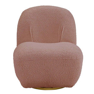 English Elm Pink Swivel Accent Chair with Teddy Sherpa Upholstery, 360° Swivel, Plush Foam Seat & Modern Flair B062P186524