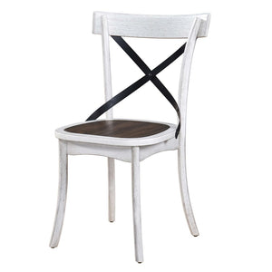 English Elm [Set Of 2] Rustic Farmhouse Dining Chairs With Metal X-Back, Solid Wood, Vintage Style For Any Space W2537P211113-GIGA