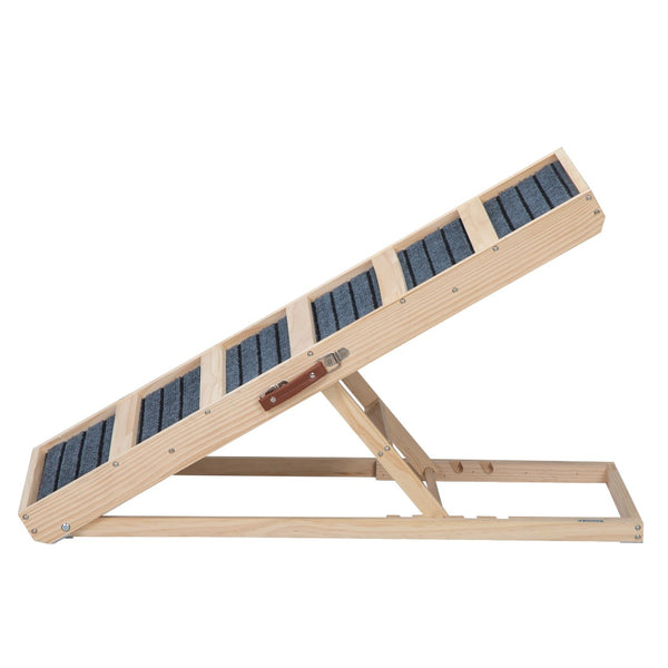 English Elm 39" Folding Pinewood Pet Ramp with Non-slip Surface and Adjustable Height for Dogs W2181P357575