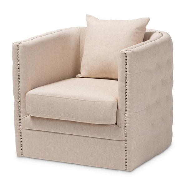 Baxton Studio Baxton Studio Micah Beige Tufted Swivel Chair - Modern Comfort for Living Rooms & Home Offices TSF7718-Beige-CC