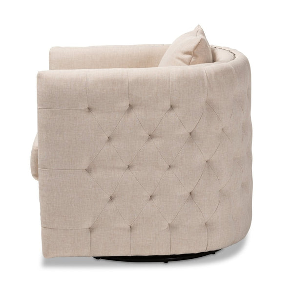 Baxton Studio Baxton Studio Micah Beige Tufted Swivel Chair - Modern Comfort for Living Rooms & Home Offices TSF7718-Beige-CC