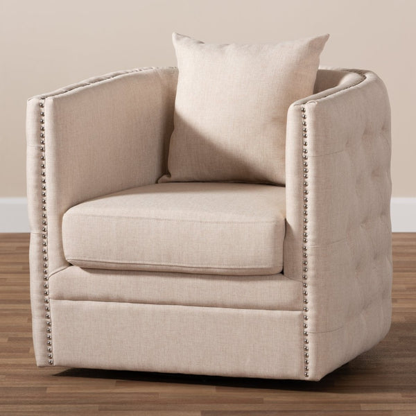Baxton Studio Baxton Studio Micah Beige Tufted Swivel Chair - Modern Comfort for Living Rooms & Home Offices TSF7718-Beige-CC
