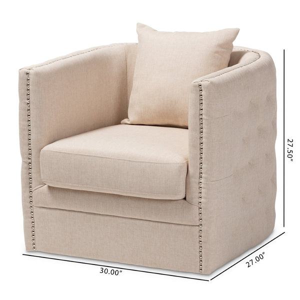 Baxton Studio Baxton Studio Micah Beige Tufted Swivel Chair - Modern Comfort for Living Rooms & Home Offices TSF7718-Beige-CC