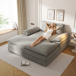 English Elm Modern Oversized Double Chaise Lounge Chair - Luxurious Chenille Sofa For Living Rooms & Reading Nooks W1885S00185