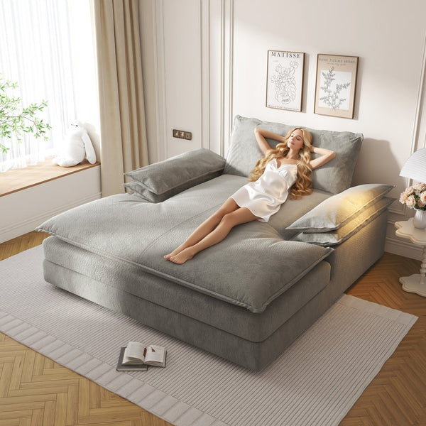 English Elm Modern Oversized Double Chaise Lounge Chair - Luxurious Chenille Sofa For Living Rooms & Reading Nooks W1885S00185