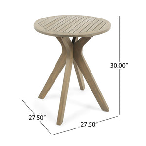 English Elm Stamford Solid Acacia Round Side Table Slatted X-base Design for Patio or Living Room Grey N770P414166G