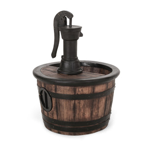 English Elm Christopher Knight Home® - 26.5" Handcrafted Weather-Resistant Wood Finish Floor Fountain with Waterfall Effect & LED Light 71775.00BRN