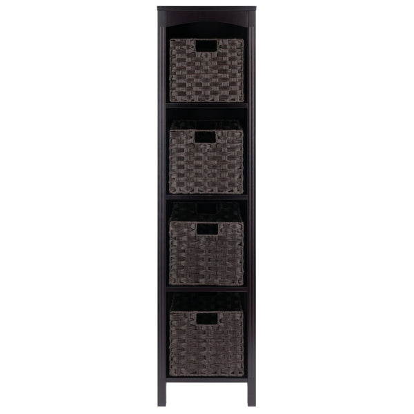 Winsome Wood Terrace 5-piece Storage Shelf With 4 Foldable Baskets - Elegant Espresso & Chocolate Design For Home Espresso Solid ,Composite Wood 92593-winsome-wood