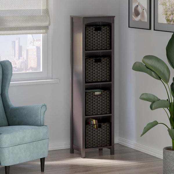 Winsome Wood Terrace 5-piece Storage Shelf With 4 Foldable Baskets - Elegant Espresso & Chocolate Design For Home Espresso Solid ,Composite Wood 92593-winsome-wood
