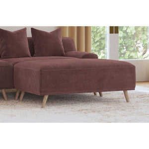 English Elm Amani Wine Red Corduroy Upholstered Ottoman – Plush Rectangular Footrest with Light Wood Legs, 51" Wide B062P299784
