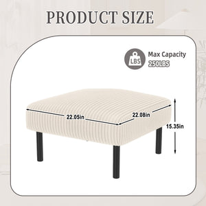 English Elm UNITED Corduroy Ottoman Footstool with Sturdy Frame, Soft Padded Seat, Versatile Living Room Stool Beige W1568P307252