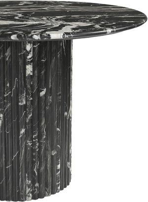 Meridian Furniture Messina Oval Stone Dining Table with Art Deco Fluted Bases Seats up to Ten Formal Room Black Genuine Marble 925Black-DT