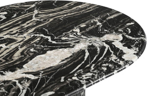 Meridian Furniture Messina Oval Stone Dining Table with Art Deco Fluted Bases Seats up to Ten Formal Room Black Genuine Marble 925Black-DT