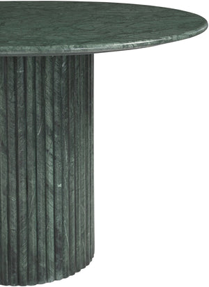 Meridian Furniture Messina Oval Stone Dining Table with Art Deco Fluted Bases Seats up to Ten Formal Room Green Genuine Marble 925Green-DT