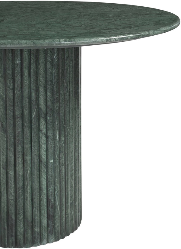 Meridian Furniture Messina Oval Stone Dining Table with Art Deco Fluted Bases Seats up to Ten Formal Room Green Genuine Marble 925Green-DT