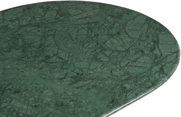 Meridian Furniture Messina Oval Stone Dining Table with Art Deco Fluted Bases Seats up to Ten Formal Room Green Genuine Marble 925Green-DT