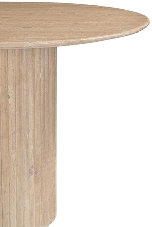 Meridian Furniture Messina Oval Stone Dining Table with Art Deco Fluted Bases Seats up to Ten Formal Room Natural Travertine 925Travertine-DT