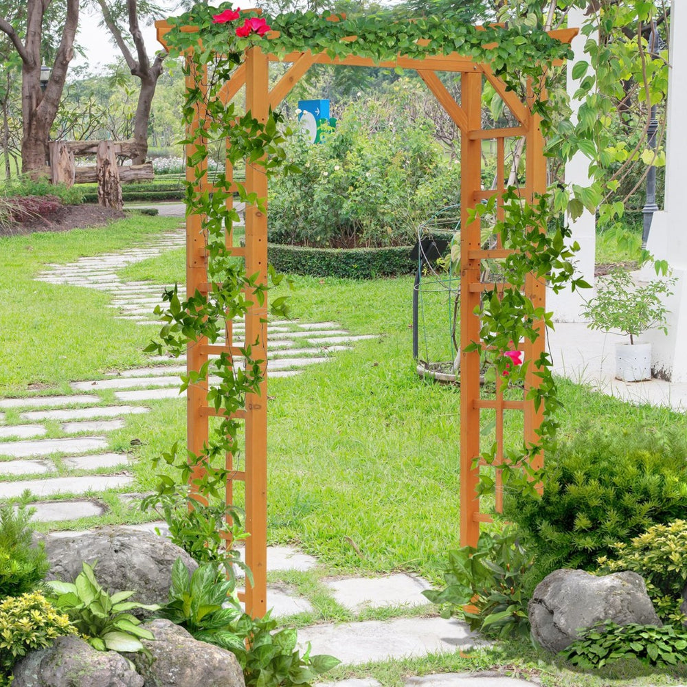 English Elm Outsunny 85" Wooden Garden Arbor – Elegant Outdoor Arch Trellis For Weddings, Vines & Gatherings W2225P174417-GIGA