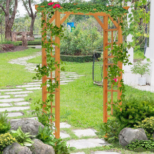 English Elm Outsunny 85" Wooden Garden Arbor – Elegant Outdoor Arch Trellis For Weddings, Vines & Gatherings W2225P174417-GIGA
