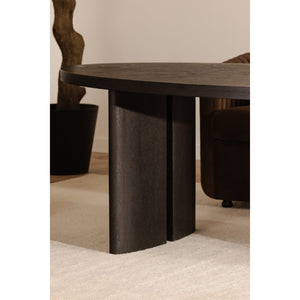 English Elm William Herringbone Oak Veneer Dining Table Seats Six Contemporary Black Finish B2769S00015