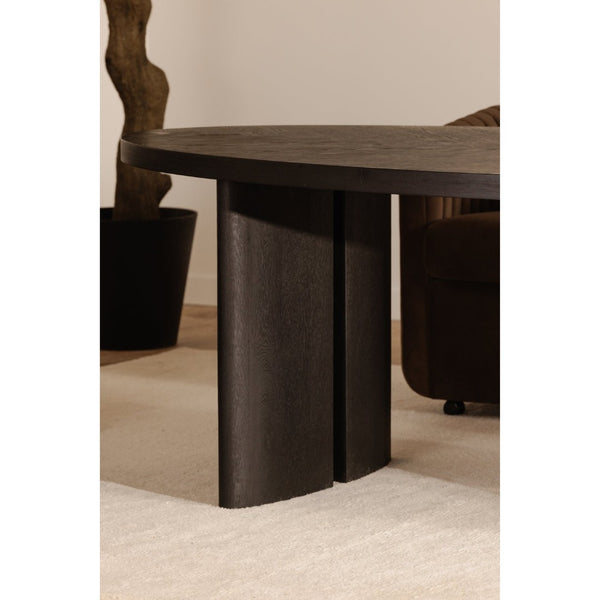 English Elm William Herringbone Oak Veneer Dining Table Seats Six Contemporary Black Finish B2769S00015