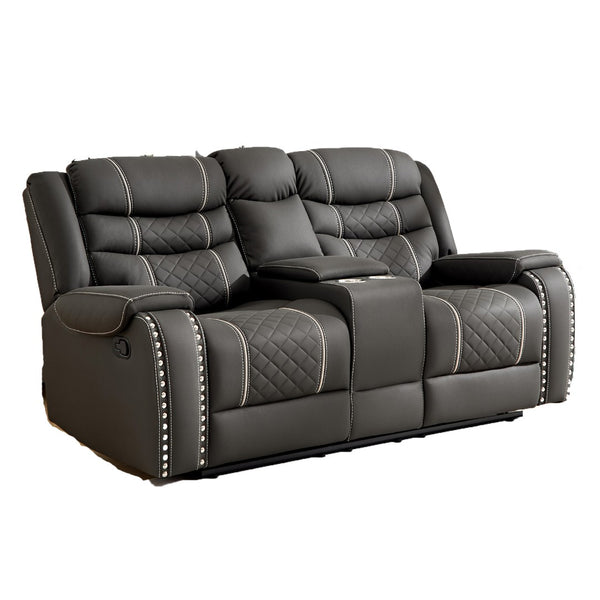 English Elm Recliner Sofa Set Microfiber Manual Club Chair with Brass Nail Head Trim Living Room W3900S00020