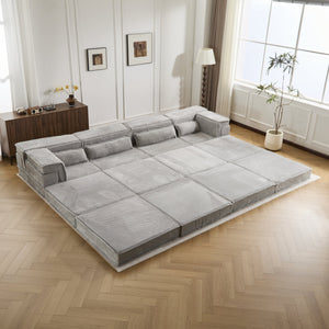 English Elm Compression Modular Floor Sofa Bed - Cozy, No Assembly Needed, Pet-Friendly, Light Grey - Versatile Comfort! W3723S00040