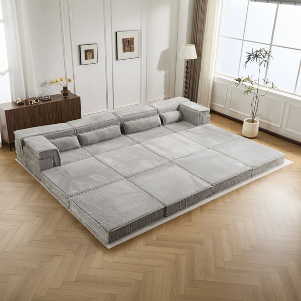 English Elm Compression Modular Floor Sofa Bed - Cozy, No Assembly Needed, Pet-Friendly, Light Grey - Versatile Comfort! W3723S00040