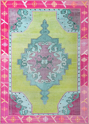 Unique Loom Timeless Thomas Machine Made Medallion Rug Green, Ivory/Light Green/Pink/Orange 7' 7" x 10' 6"