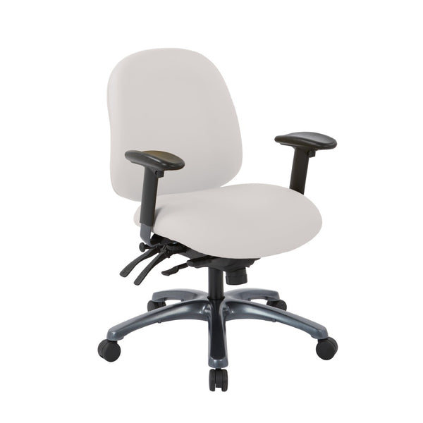 OSP Home Furnishings Multi-function Ergonomic Mid Back Office Chair with Lumbar Support and Titanium Base Snow 8512-R101