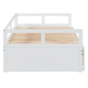 English Elm Wooden Twin to King Daybed with Trundle and Storage Drawers for Guest Rooms White N708P336539K
