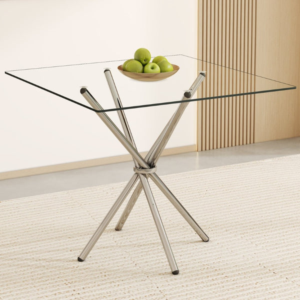 English Elm Only Square Tempered Glass Table Top Heat Resistant Clear Surface for Dining W1151P209992