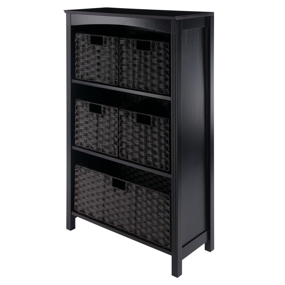 Winsome Wood Terrace 6-piece Storage Shelf Set With 5 Stylish Foldable Baskets For Home Organization & Display Espresso Solid ,Composite Wood 92603-winsome-wood