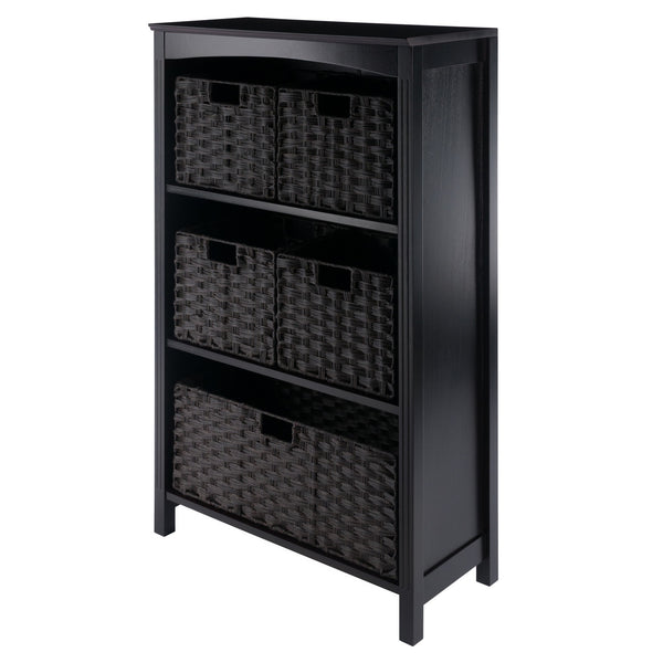 Winsome Wood Terrace 6-piece Storage Shelf Set With 5 Stylish Foldable Baskets For Home Organization & Display Espresso Solid ,Composite Wood 92603-winsome-wood