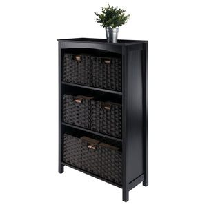 Winsome Wood Terrace 6-piece Storage Shelf Set With 5 Stylish Foldable Baskets For Home Organization & Display Espresso Solid ,Composite Wood 92603-winsome-wood