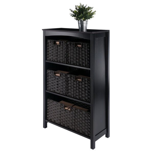 Winsome Wood Terrace 6-piece Storage Shelf Set With 5 Stylish Foldable Baskets For Home Organization & Display Espresso Solid ,Composite Wood 92603-winsome-wood