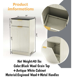 English Elm 10-gallon Tilt-out Antique White Cabinet Woodgrain Finish with Wave Drawer Hidden Bin W2557P365719