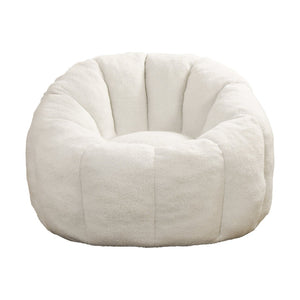 English Elm Bean Bag Lounge Chair Faux Fur Memory Foam Armrests Ergonomic Seat for Adults White W2200P239859