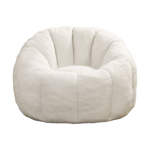English Elm Bean Bag Lounge Chair Faux Fur Memory Foam Armrests Ergonomic Seat for Adults White W2200P239859