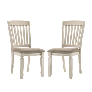 English Elm Set Of 2 Farmhouse Dining Chairs With Tan Upholstery And Cream Finish For Timeless Appeal B016P314583-GIGA