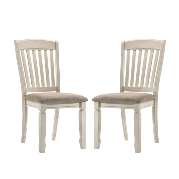English Elm Set Of 2 Farmhouse Dining Chairs With Tan Upholstery And Cream Finish For Timeless Appeal B016P314583-GIGA