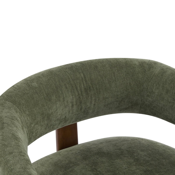 English Elm Christopher Knight Home® - Accent modern minimalist arm chair with three-leg rubberwood frame, premium fabric upholstery, easy assembly and stable comfort Green,Walnut 29 L x 27.75 W x 21 H N776P368457G