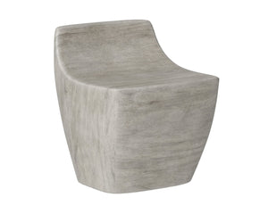 Sunpan Ledger Stool - Contemporary Sculpted Design in Sealed Concrete for Indoor and Covered Outdoor Spaces Ash Grey Wood Look