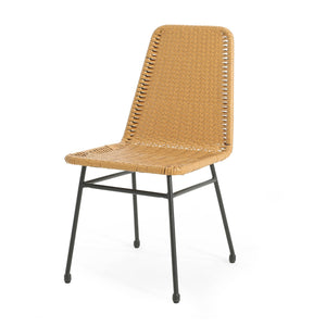 English Elm Christopher Knight Home® - Dining chair rattan set of 2 with iron legs, woven PE rattan cushions, sturdy assembly included, compact dining seating Light Brown N779P201261L