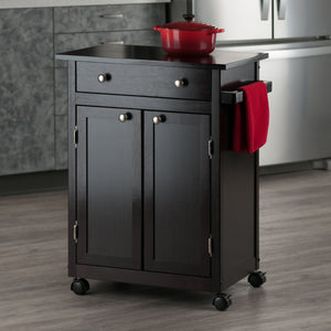 Winsome Wood Savannah Kitchen Utility Cart - Espresso Finish With Spacious Storage, Casters & Elegant Design Espresso Solid ,Composite Wood 92626-winsome-wood